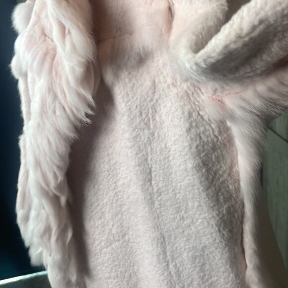 Pink 100% angora/rabbit fur open front jacket with tassels women’s XS-S - Picture 13 of 16